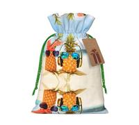 Drawstrings Christmas Beach Two Pineapples Sea Print Bag,Bags For Gifts Wrapping,Apply To Wedding,Easter,Holiday Party