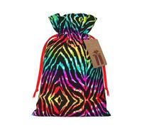 Drawstrings Christmas Colorful Rainbow Zebra Print Bag,Bags For Gifts Wrapping,Apply To Wedding,Easter,Holiday Party