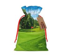 Drawstrings Christmas Golf Course Lawn Print Bag,Bags For Gifts Wrapping,Apply To Wedding,Easter,Holiday Party