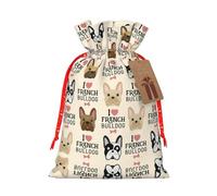 Drawstrings Christmas I Love French Bulldog Print Bag,Bags For Gifts Wrapping,Apply To Wedding,Easter,Holiday Party
