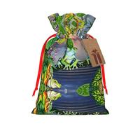 Drawstrings Christmas Many Frogs Sing On The Branches Summer Butterflies Lake Water Print Bag,Bags For Gifts Wrapping,Apply To Wedding,Easter,Holiday Party