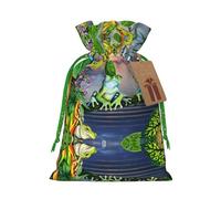 Drawstrings Christmas Many Frogs Sing On The Branches Summer Butterflies Lake Water Print Bag,Bags For Gifts Wrapping,Apply To Wedding,Easter,Holiday Party