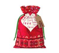 Drawstrings Christmas Red Hearts Love Print Bag,Bags For Gifts Wrapping,Apply To Wedding,Easter,Holiday Party