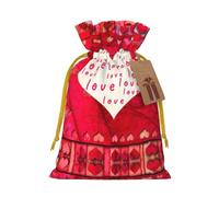 Drawstrings Christmas Red Hearts Love Print Bag,Bags For Gifts Wrapping,Apply To Wedding,Easter,Holiday Party