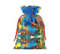 Drawstrings Christmas The Underwater World Tropical Fish Print Bag,Bags For Gifts Wrapping,Apply To Wedding,Easter,Holiday Party