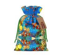 Drawstrings Christmas The Underwater World Tropical Fish Print Bag,Bags For Gifts Wrapping,Apply To Wedding,Easter,Holiday Party