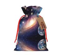 Drawstrings Christmas Universe Galaxy Outer Space Print Bag,Bags For Gifts Wrapping,Apply To Wedding,Easter,Holiday Party