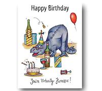 DrawUK Compost Heap 100% Plastic Free ECO-Friendly Dinosaur Birthday Greeting Card & Envelope