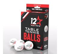 DRAXX Sports Ping Pong Balls, 3-Star Grade, 40+ Size, White Table Tennis Balls, Premium ABS Construction, Indoor & Outdoor, Competition & Leisure, Tournament Quality (12x PACK)