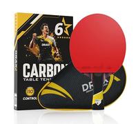 DRAXX Sports Ping Pong Paddle Table Tennis Racket 6-Star Carbon Pro | Maximum spin effect, thick 2mm dense sponge, protective cover included, ideal beginner to pro, training & competition