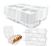 Drayear 80 Pcs 7.2 x 4.9 x 2.5 Inch Clear Hinged Food Container Clam Shell Containers Take Out Loaf Containers with Lids for Desserts Cake Sandwich Salad Fruits Vegetables
