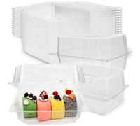 Drayear 80 Pcs 7.3 x 4.9 x 3.8 Inch Clear Hinged Food Containers Clamshell Bakery Boxes Take Out Loaf Containers for Sandwich Cake Cookies Pastry Dessert