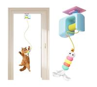 Draymora Interactive Cat Toy for Indoor Cats Door Hanging Cat Toy USB Rechargeable Automatic Retractable Electronic Self Play String Mouse with Feathers Boredom Breaker Enrichment for Kitten (Pink)