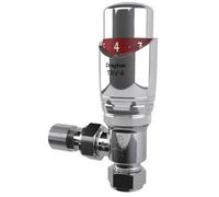Drayton 07 05 174 Polished Chrome Effect Angled Radiator Valve & Lockshield (Dia)15mm