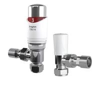 Drayton 07 05 180 White/chrome Angled Thermostatic Radiator Valve & Lockshield (Dia)15mm