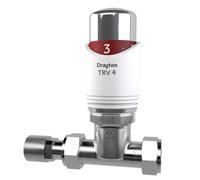 Drayton 07 05 190 White/chrome Straight Thermostatic Radiator Valve & Lockshield (Dia)15mm