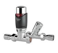 Drayton 07 05 211 Anthracite/chrome Straight Radiator Valve & Lockshield (Dia)15mm
