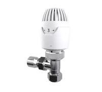 Drayton Rt212 White Chrome Effect Angled Radiator Valve & Lockshield (Dia)15mm