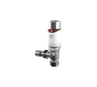 Drayton TRV4 Angled Thermostatic Radiator Valve 15mm with Lockshield & Integrated Head Pack 222391 PK White Chrome Brass - Pack of 2