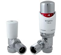 Drayton TRV4 Classic Thermostatic Radiator Valve and Lockshield Angled 15mm White and Chrome TRV Thermostat 07 05 180