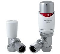 Drayton TRV TRV4 15mm Angled with Lockshield White & Chrome