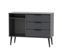 Drayton TV Unit Natural & Black 2 Shelves 3 Drawers