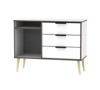 Drayton TV Unit Natural & White 2 Shelves 3 Drawers