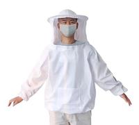 DRBAPQLXD Beekeeping Protective Jacket Smock Suit Bee Keeping Sleeve Beekeeper Breathable Clothes Clothing Veil Dress With Hat Equip Suit(White)