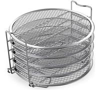 DRBIT Air Fryer Dehydrator Rack Compatible with Ninja Foodi 6.5Qt & 8Qt Food Grade Stainless Steel Stand Accessories 5 Stackable Dehydrating Rack Grill for Air Fryer Oven Pets te9(Graphic payment)
