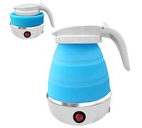 DRBIT Foldable Kettle 0.6L 600W Food Grade Silicone Electric Kettle Fast Boiling Collapsible Water Heater with Separable Power Cord for Hiking Camping Travel Picnic ZHAO(British regulations,blue)