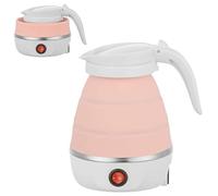 DRBIT Foldable Kettle 0.6L 600W Food Grade Silicone Electric Kettle Fast Boiling Collapsible Water Heater with Separable Power Cord for Hiking Camping Travel Picnic te9(British regulations,Pink)