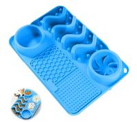 DRBIT Lick Mat for Dogs Silicone Dog Licking Mat with Suction Cups Creative Slow Feeder Mat Multipurpose Dog Licking Pad for Stress Relief Slow Eating and Keep Busy(blue)