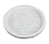 DRBIT Round Wood Tray Rustic Wood Beaded Tray Elegant Serving Tray Decorative Coffee Table Tray Home Decor for Farmhouse Kitchen Dining Room Living Room Entryway Table (3049- Make old white)