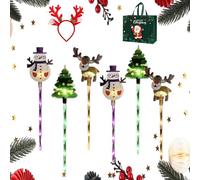 Drbrrly 6-Pack of Moving Christmas Lights - Solar Decorative Outdoor LED Stakes, Led Waterproof Solar Christmas Lights Outdoor Decorations, for Porches, Trees, Pathway (A)