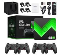 Drbrrly G13 Ultra 100,000 Games, G13 Ultra Game Box 4K, Plug and Play Video Game Console, Including English and Other Languages, Rediscover Your Childhood (64G（4 Game controllers）)