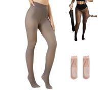 Drbrrly Magic Bare-Leg Look Fleece Lined Tights for Women, Fleece Lined Tights That Look Sheer, Cosy Fleeces Inner for Work, Casual Or Winter Layering (UK, Alpha, S, Regular, Regular, Coffee)