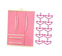 drburpily Baby Closet Storage Organizer Made Of Sturdy Plastic For Neat Doll Closet Setup Match With 10 Hangers Doll Furniture Wardrobe Clothing Organizer , with heart hanger , 18.2x7x25.8cm