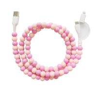 drburpily Beaded Charging Cable 2 In 1 USB Charger Cable USB To USB-C For Nexus PVC Beaded Iphones Charger Cable, Light powder+powder