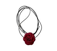 drburpily Beautiful Rose Choker Necklace Stylish Adjustable Floral Accessory Special Events And Memorable Celebrations Bride Wedding Party Choker Festival, Red, 81cm