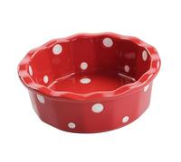 drburpily Ceramic Pet Bowls With Polka Dot Style Spacious Feeder For Cats And Dogs Cute Outdoor And Indoor Water Dispenser Dog Supplies Walking Camping Outdoor Pets Cat Bowls Pet, Red, 14x5cm