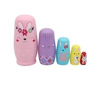 drburpily Colorful Bunny Stacking Doll Collection Hand Painted Russian Nesting Dolls Child Room Accent Each 1 Is Unique. Rabbit Nesting Dolls Lovely Home Decoration