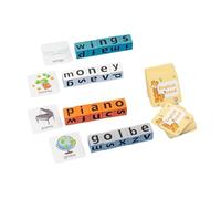 drburpily Educational Sight Words Learning ABC Crossword Matching Letter Game Exciting Gameplay 64 Cards Toy Ages 3-8 Fast Paced Word Race Game With Flash Cards Blocks , withour Bell