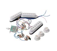 drburpily Electric Guitar Replacement Single Coil Pickups Set Offers Reliable Performance With Prewired Circuit And Potentiometer Electric Guitar Bridge Neck Components Parts, White, 120x120x50mm