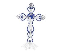 drburpily Figurines Christian Twelve Apostles Cross Jesus Desktop Ornament Meaningful Decorative Piece For Believers Standing Crucifix Base Catholic Jesus Cross, Blue, 20x12.5cm