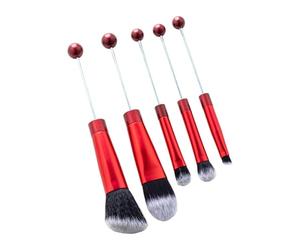 drburpily Lightweight Beadable Makeup Brushes Essential Tools For Effortlessly Creating Stunning Makeup Look Anywhere Beadable Brushes Set Professional Travel, Red, 15.1cm