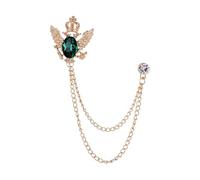 drburpily Men Brooch Crown Wing Brooch Chic Piece Crafted With Durable And Elegant Elements Suited For All Occasions Effortlessly Shirt Tie Hat Scarf Dress Coat Fashion, Gold and Green, 3.5x3.2cm