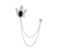 drburpily Men Brooch Crown Wing Brooch Chic Piece Crafted With Durable And Elegant Elements Suited For All Occasions Effortlessly Shirt Tie Hat Scarf Dress Coat Fashion, Silver and Black, 3.5x3.2cm