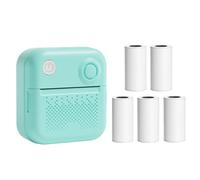 drburpily Mini Portable Printer 200DPI Thermal Printer 5-Roll White Sticker Accurate Printing Learning, Pictures, To-Do Lists, blue