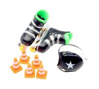 drburpily Miniature Dollhouse Helmet Roadblocks Decor Decorative Dollhouse Skates Set Creating Vibrant Outdoor Scenes 1/12 Scale Simulation Furniture Model Training