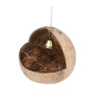 drburpily Parakeet Breeding Bird Hut Nest With Cute Appearance Coconut Shell Offering Comfortable Nesting Environment Coconut Shell Bird Nest Birds Fiber, with shred, 13x13cm